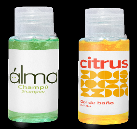 Botellita 30 ml gel o champú para hotel fragancias